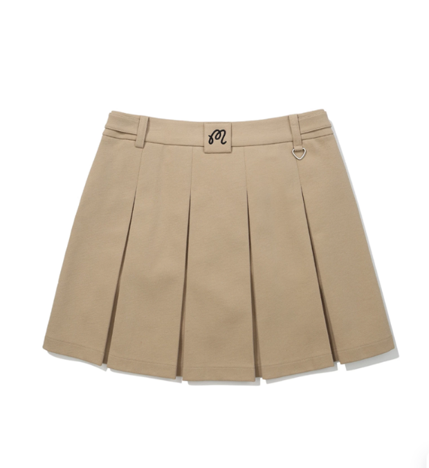 Malbon Preserve Back Pleated Skirt Khaki pleated golf skirt front view