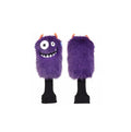 Purple little monster golf driver headcover with orange horns and a cheerful face, made of high-quality plush fabric to protect your 1 wood club and showcase your personality on the course.