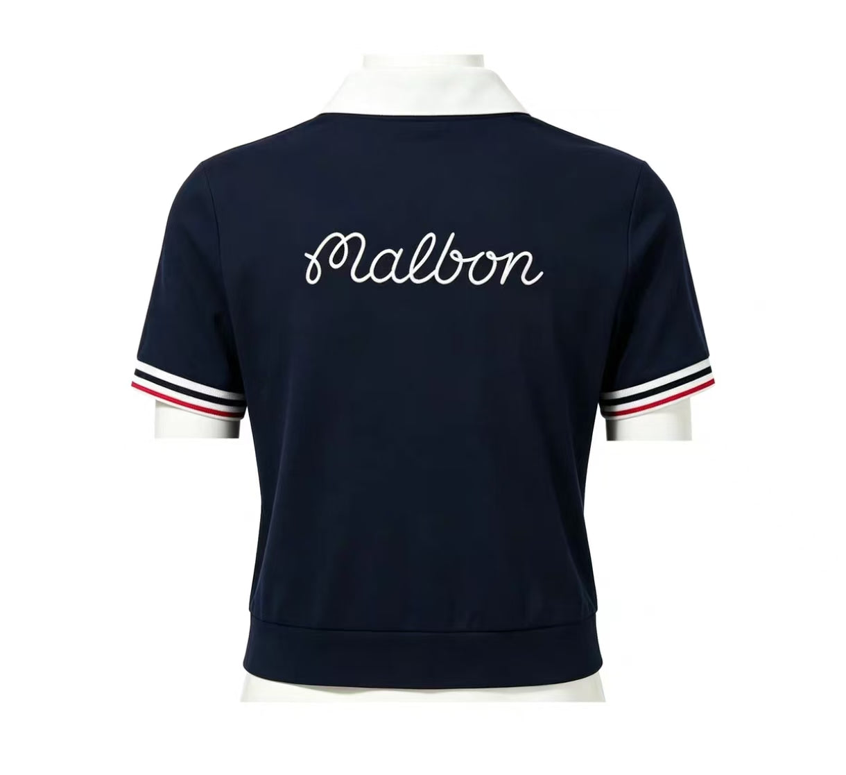 Malbon Women's Lightweight Breathable Golf T-Shirt Navy Blue golf t-shirt model-wearing view