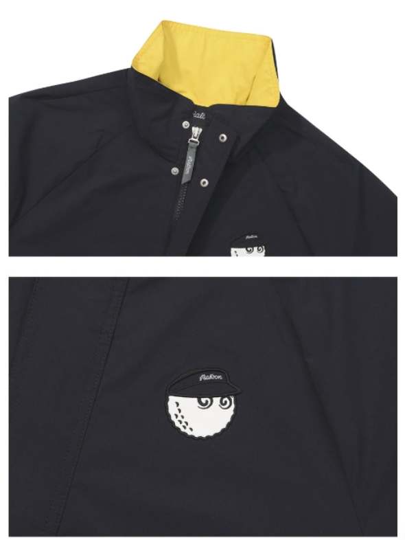 Malbon Women's Lightweight Windproof Stand Collar Jacket Navy Blue golf jacket front view