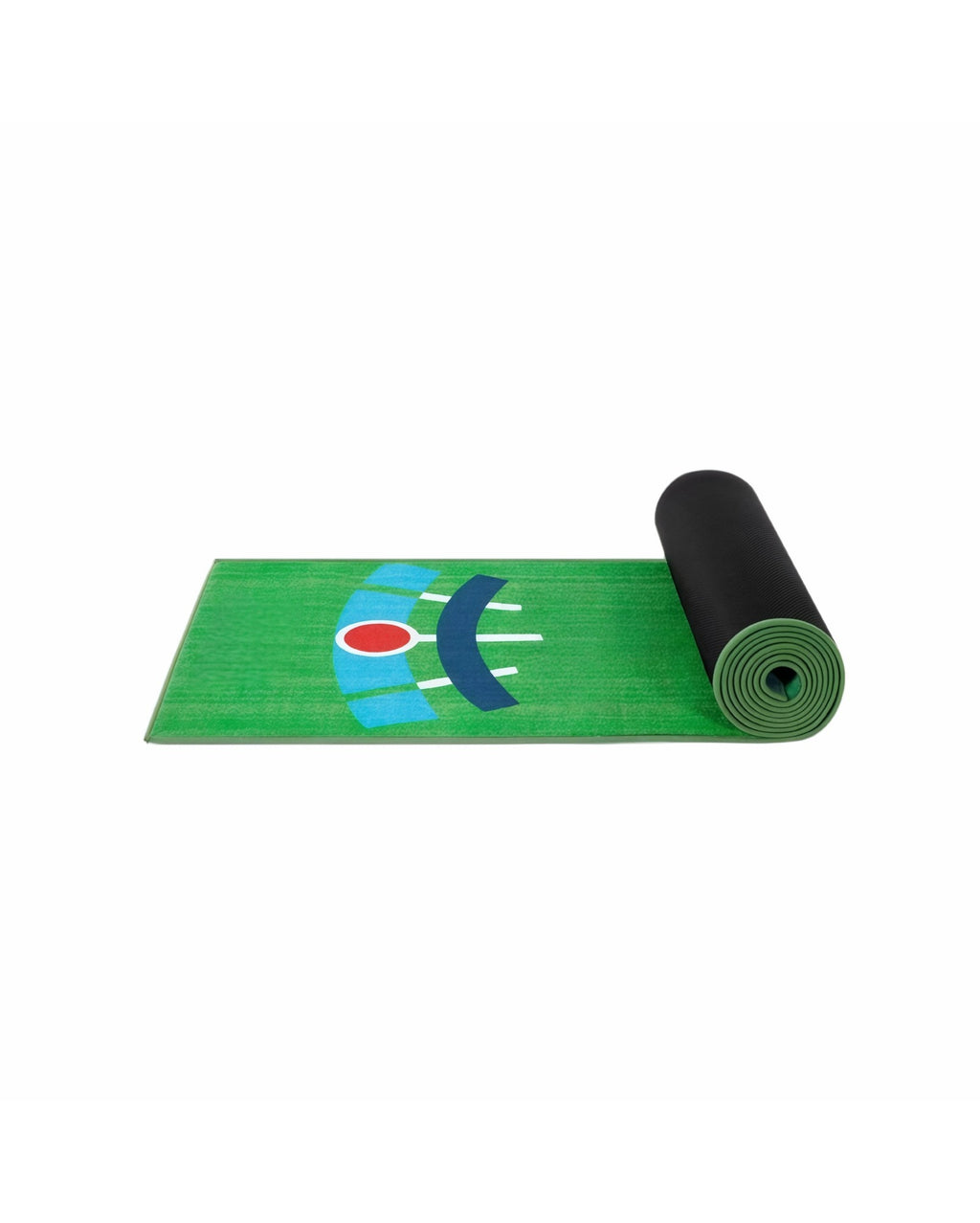 Multi-angle putting mat with auto-return ball cup for hands-free indoor golf practice
