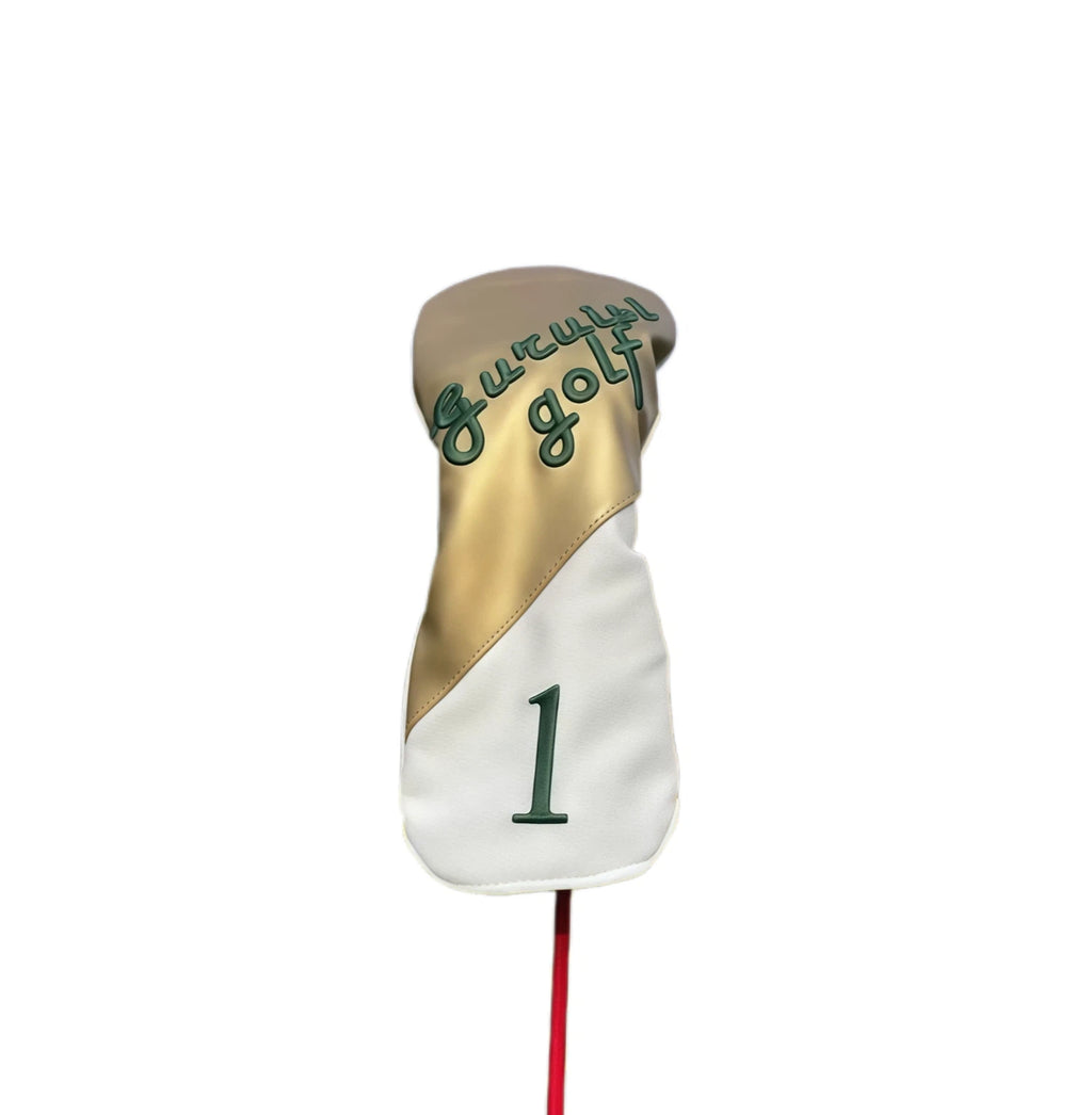 Premium matte golf headcover for driver, featuring 1号木 designation and Guruisi golf branding in gold-white color scheme, providing secure fit and stylish protection.
