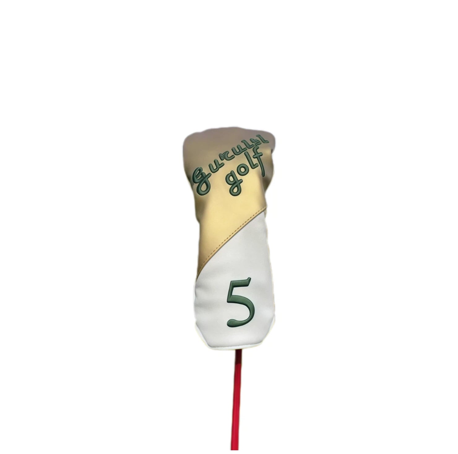 Premium matte golf headcover for fairway wood, featuring designation and Guruisi golf branding in gold-white color scheme, providing secure fit and stylish protection.