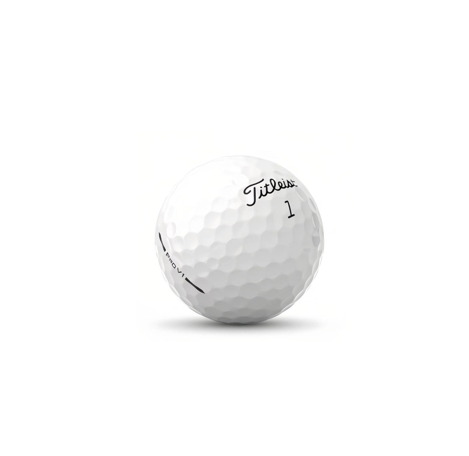 Close-up of a white Titleist Pro V1 2025 golf ball, clearly showing the "Titleist" script, the number "1", and the "PRO V1" model name against a clean background.