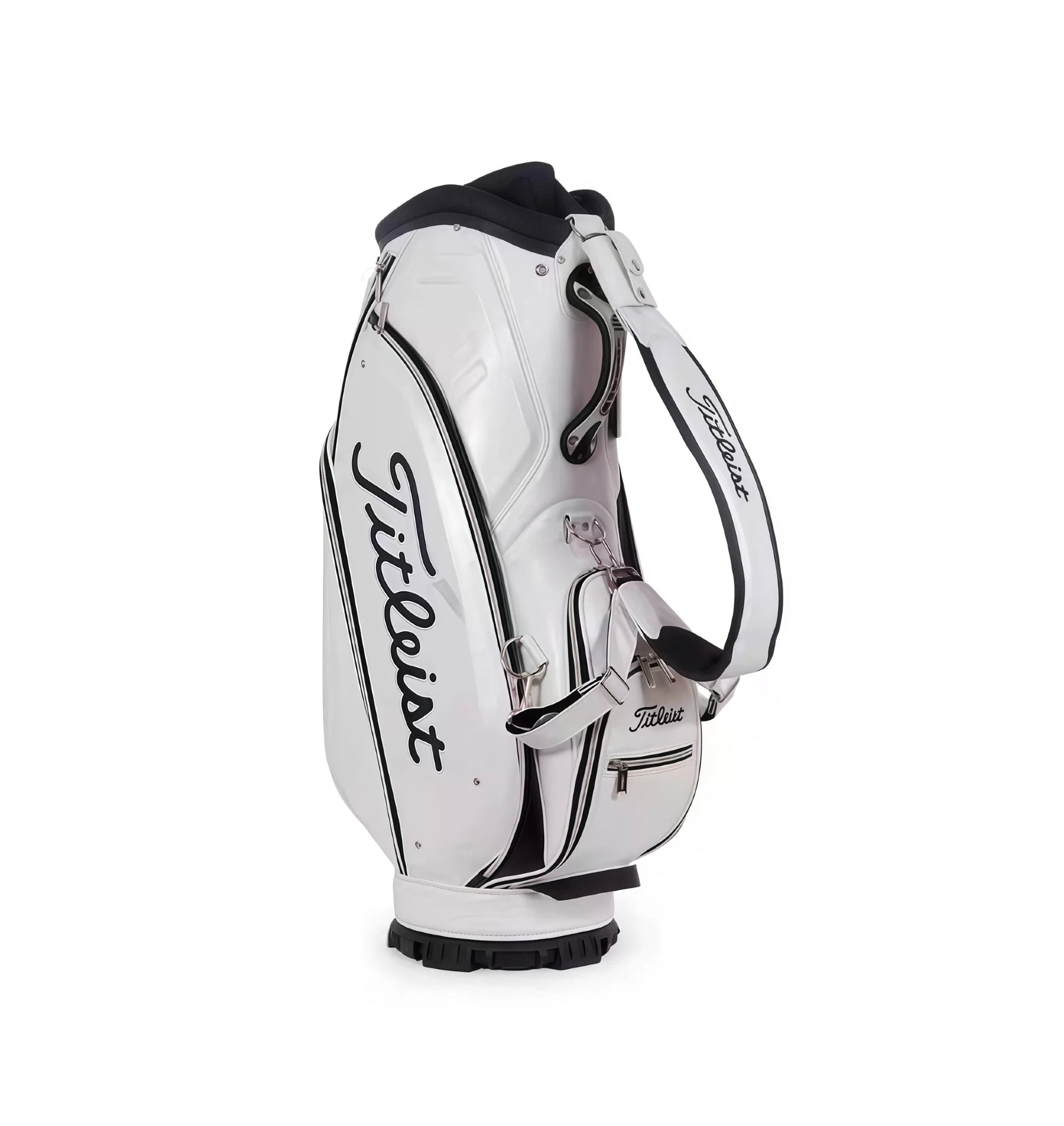 Back view of the Titleist Standard Cart Bag highlighting the adjustable sternum strap, top handle, and ergonomic carry system. Features reinforced stitching and durable construction for long-lasting performance.