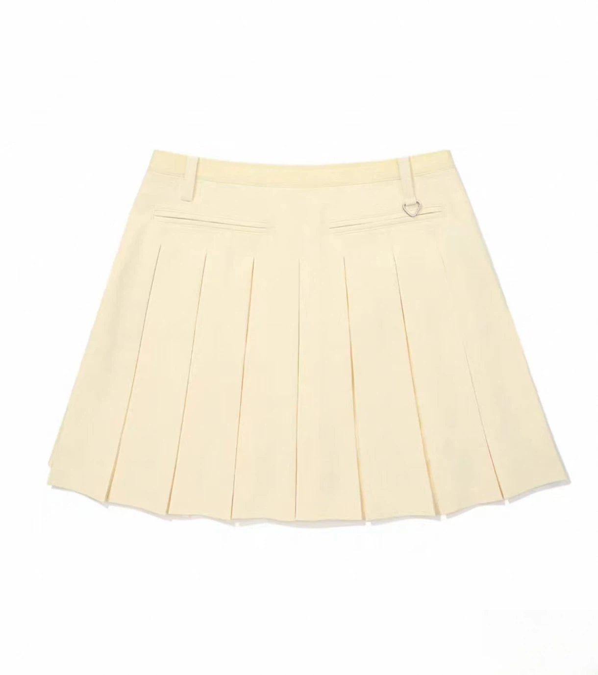 Malbon Studio Seoul High-Low Pleated Skirt Yellow pleated golf skirt detail view