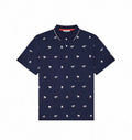 Malbon men's Korean Style Lightweight Athletic Golf Polo in Navy Blue, front view