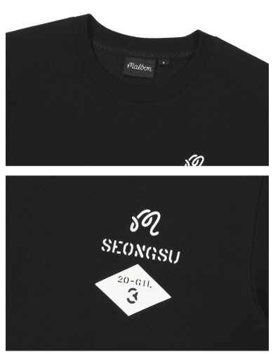 Malbon black T-shirt collar and chest graphic detail