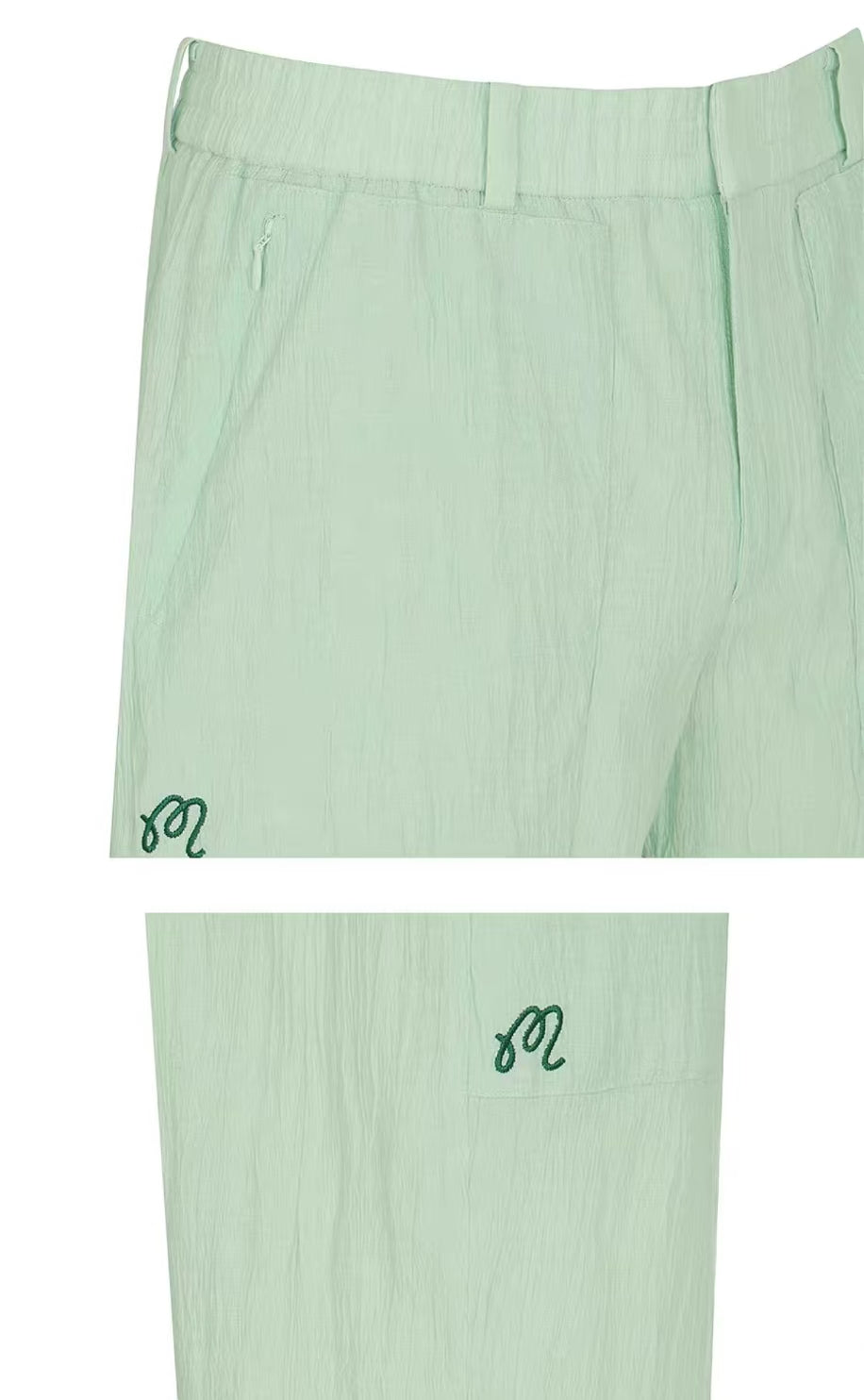 Malbon men's Elastic Waist Athletic Golf Shorts in Mint Green, trim detail