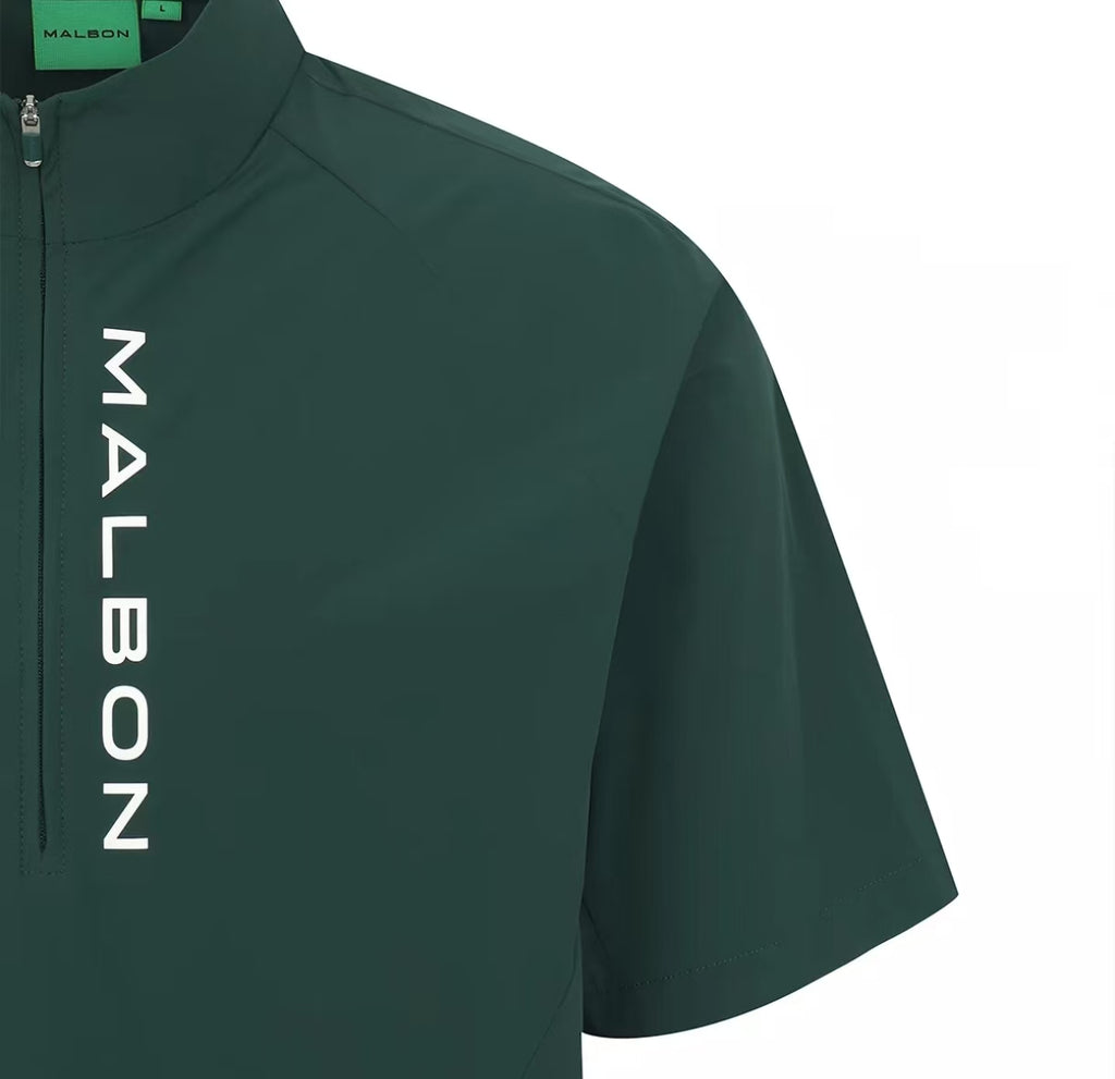 Malbon men Green short-sleeve half-zip golf jacket size chart