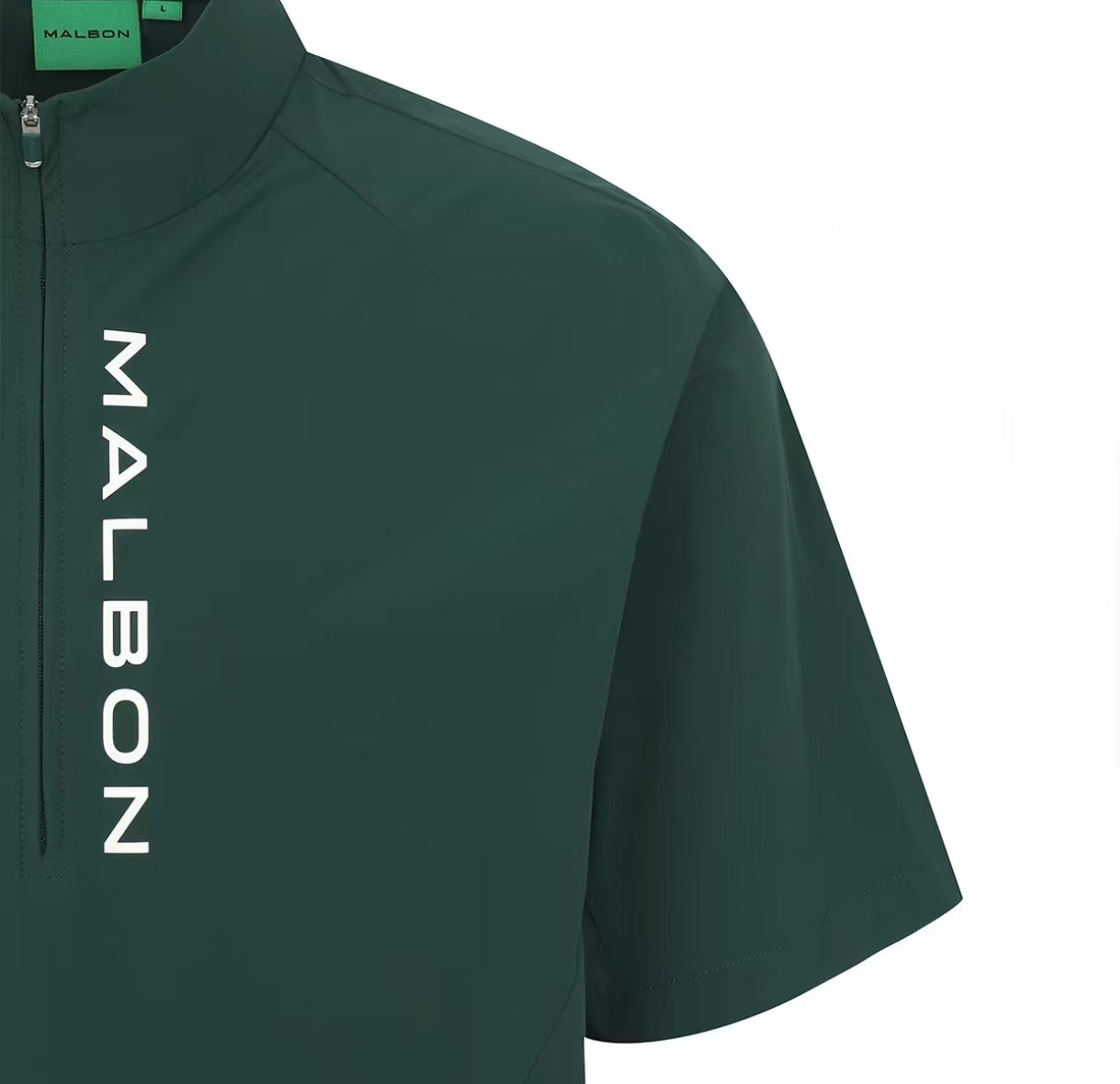 Malbon men Green short-sleeve half-zip golf jacket size chart