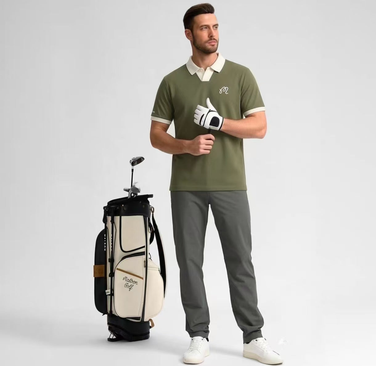 Malbon Golf Men’s Breathable Pique Casual Polo Shirt