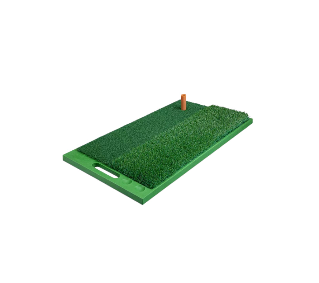 PGM DJD032 custom logo golf hitting mat hero shot with TPE base and turf