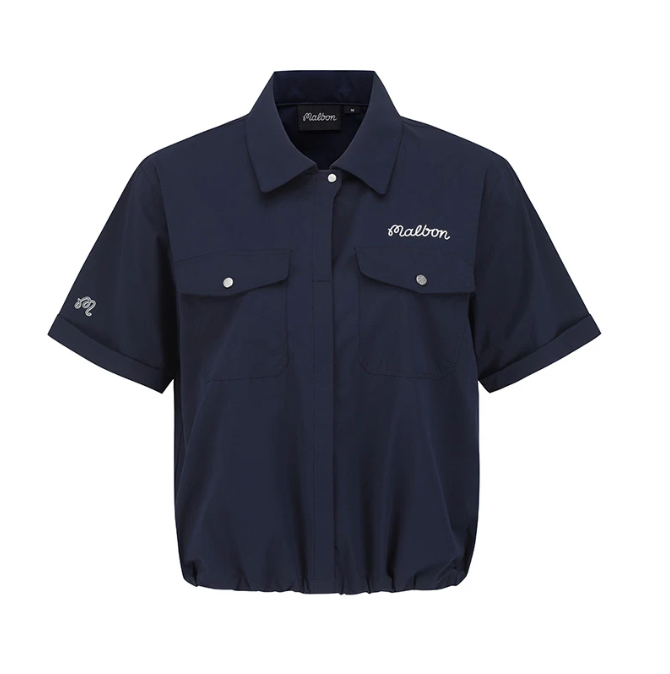 Malbon Golf Women’s Solid Utility Multi-Pocket Short Sleeve Shirt