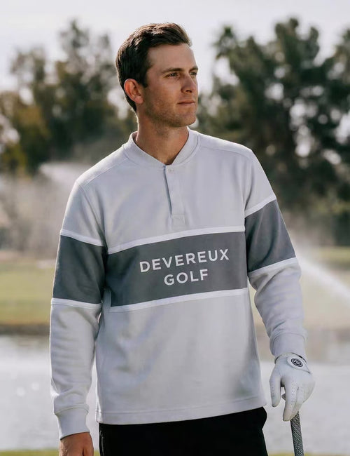 Devereux Golf Men’s Grey Color Block Henley Sweatshirt in Grey - product view