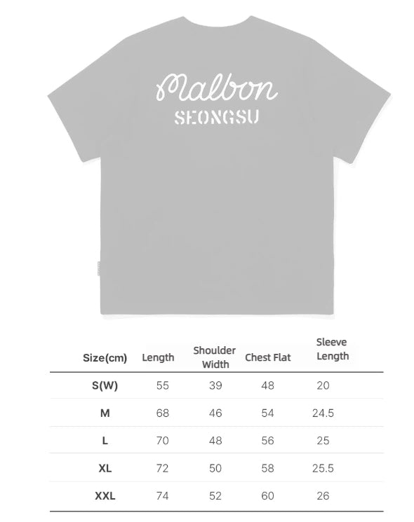 Malbon men's signature T-shirt size chart for black
