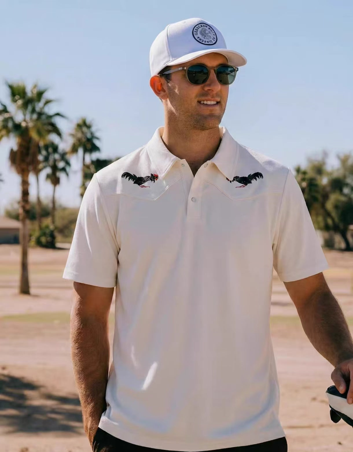 Devereux Men's White Rooster-Embroidered Golf Polo – OZ Golf Warehouse