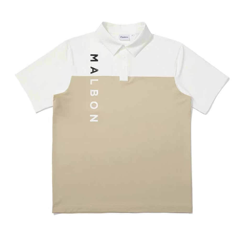 Malbon men's colour-block breathable golf polo in Beige - image 1