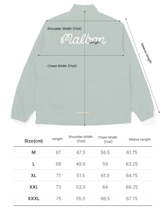 Malbon Men's Golf Jacket - Breathable Stretch Casual Outerwear Green size chart