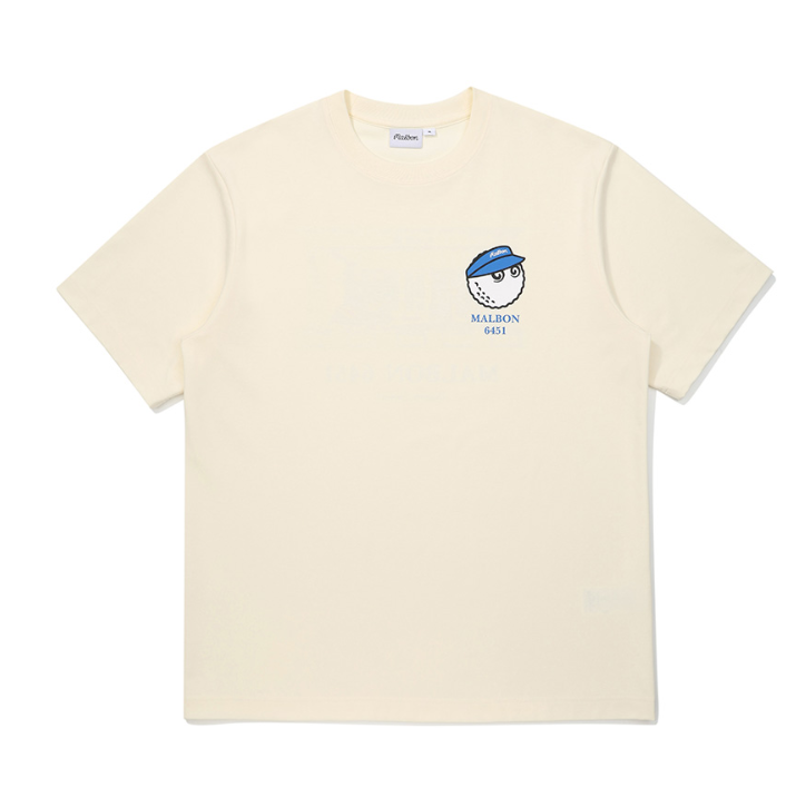 Malbon Dosan 645-1 Heavyweight Golf T-Shirt Beige front view