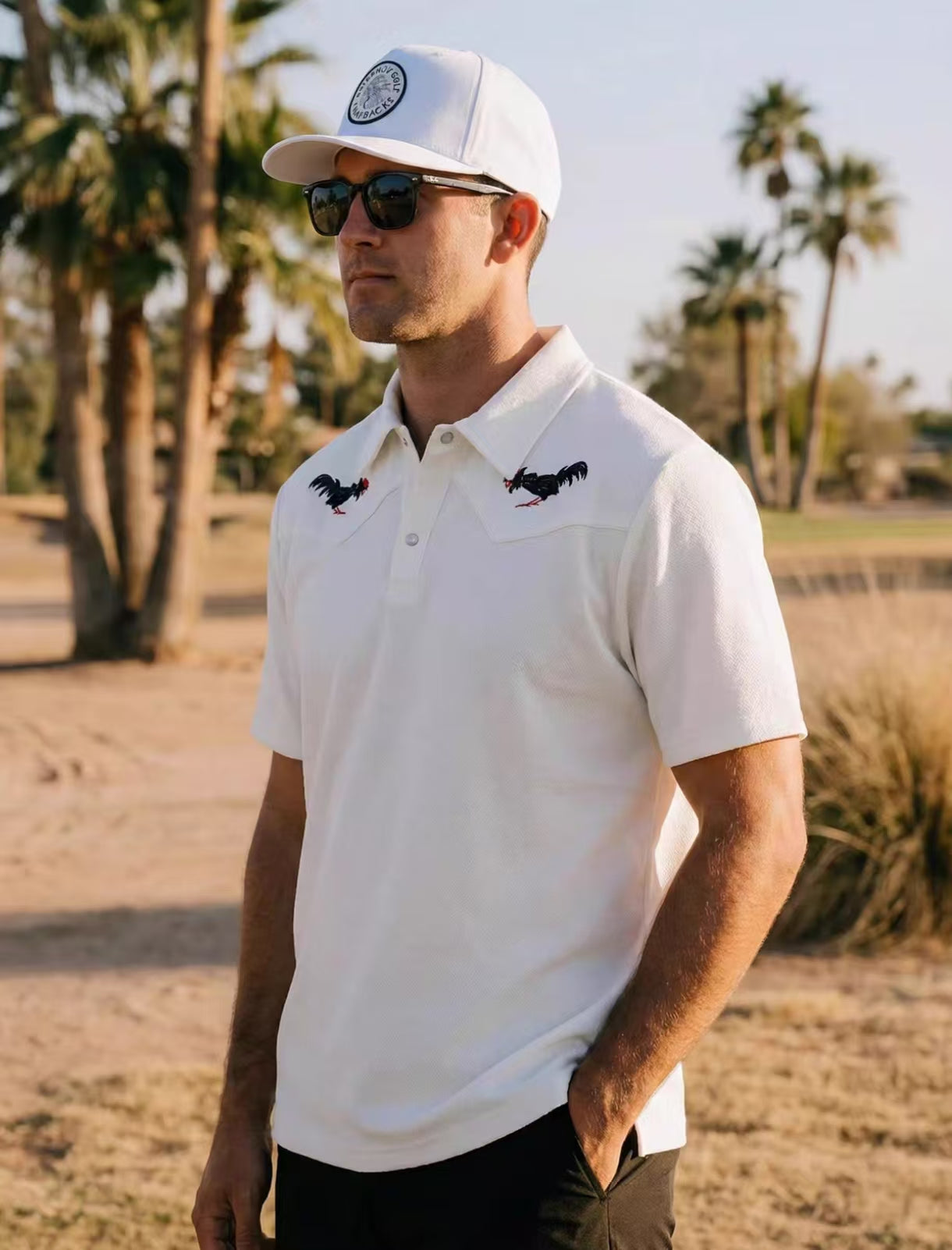 Devereux Men's White Rooster-Embroidered Golf Polo – OZ Golf Warehouse