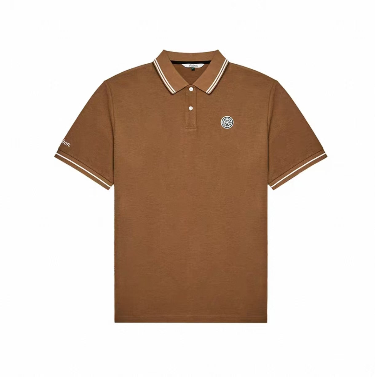 Malbon black golf polo collar and chest emblem detail
