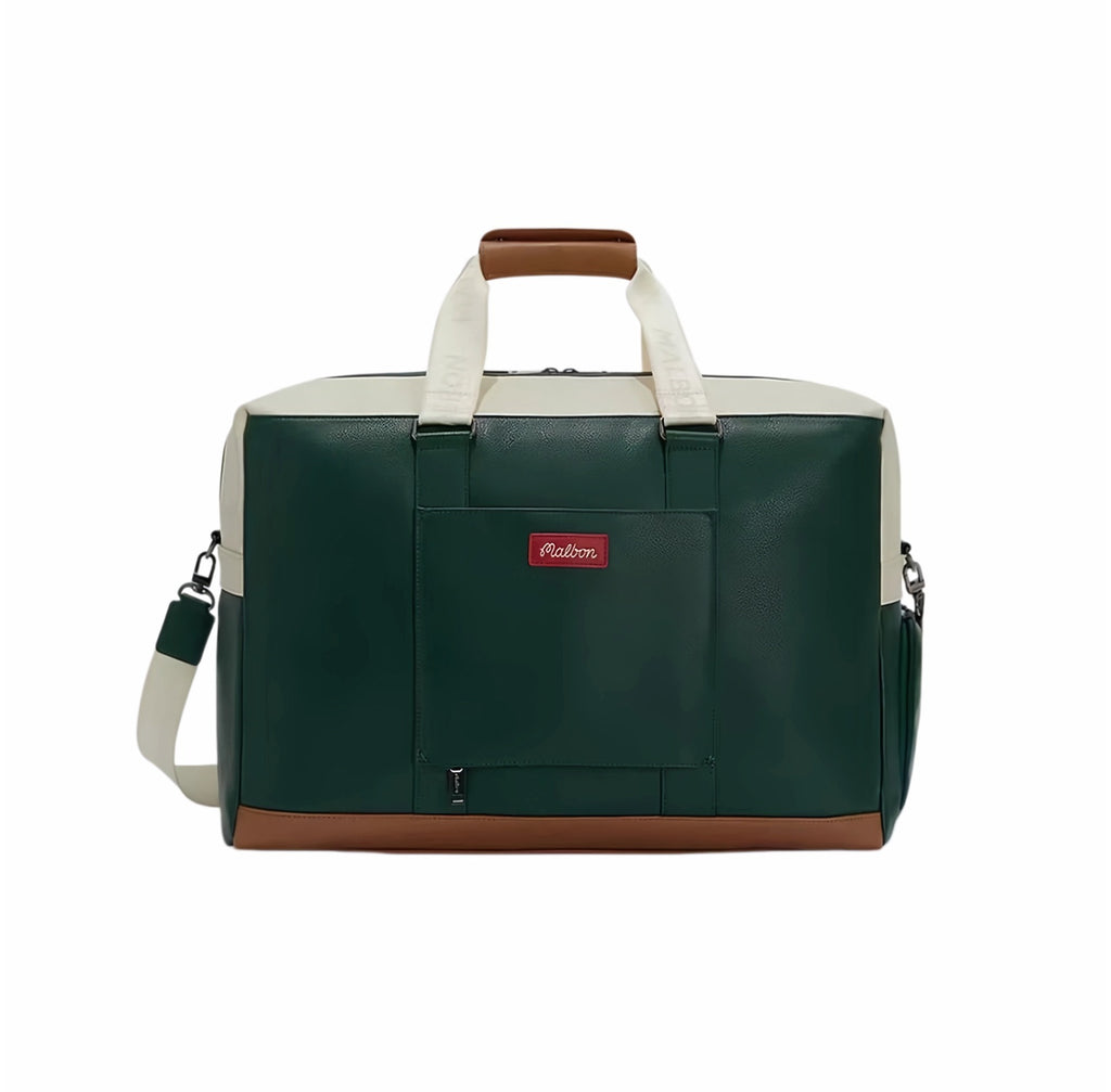 Malbon Golf Boston Bag detail view with waterproof duffle design