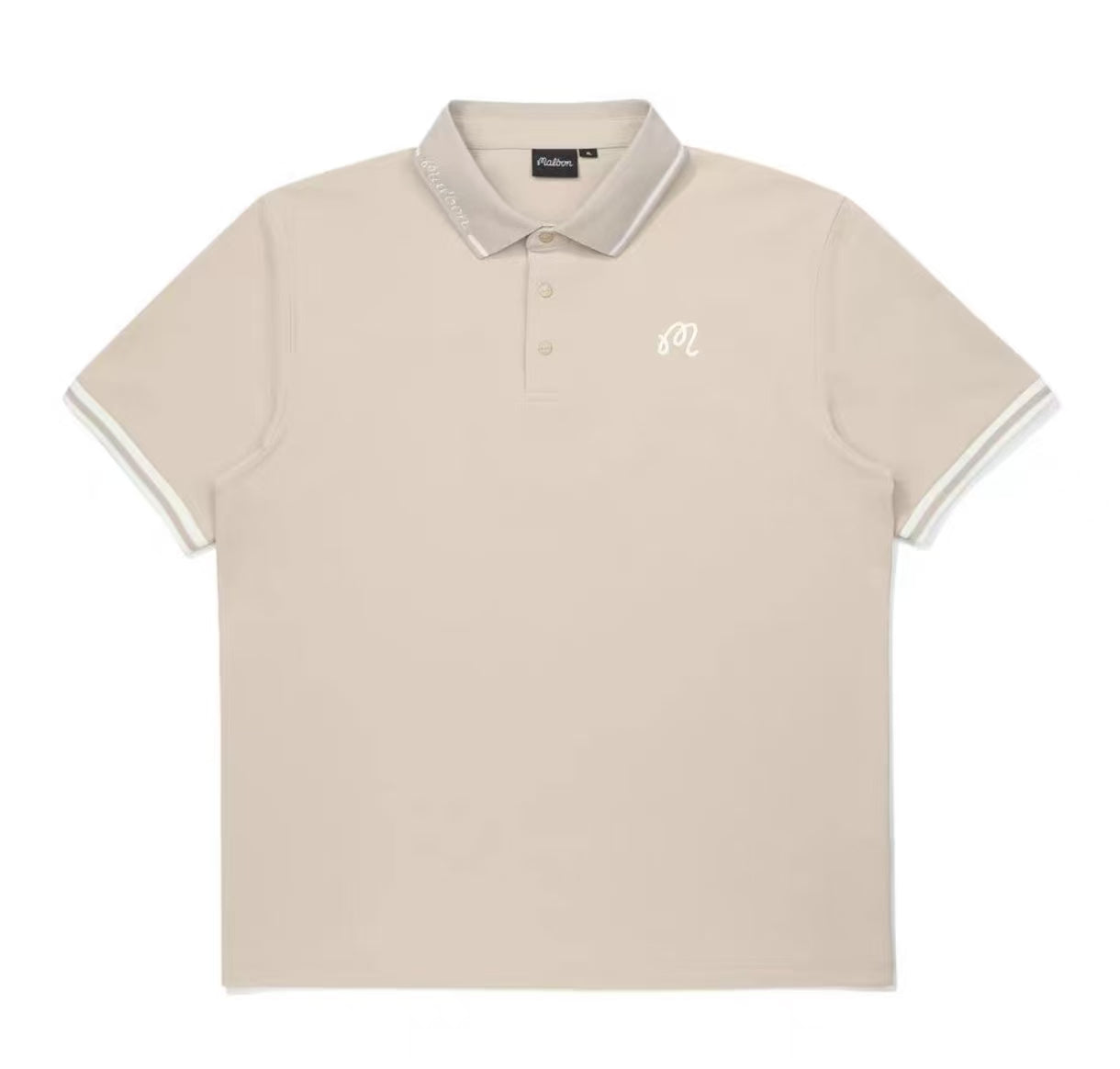 Malbon men's khaki breathable casual sports golf polo shirt front view