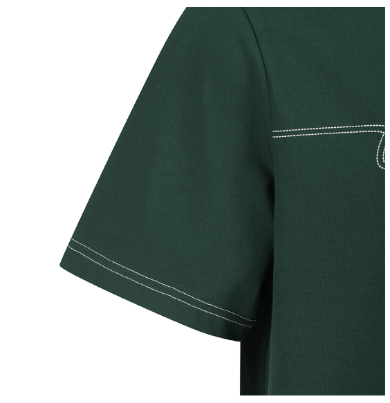 Malbon green T-shirt sleeve stitch detail