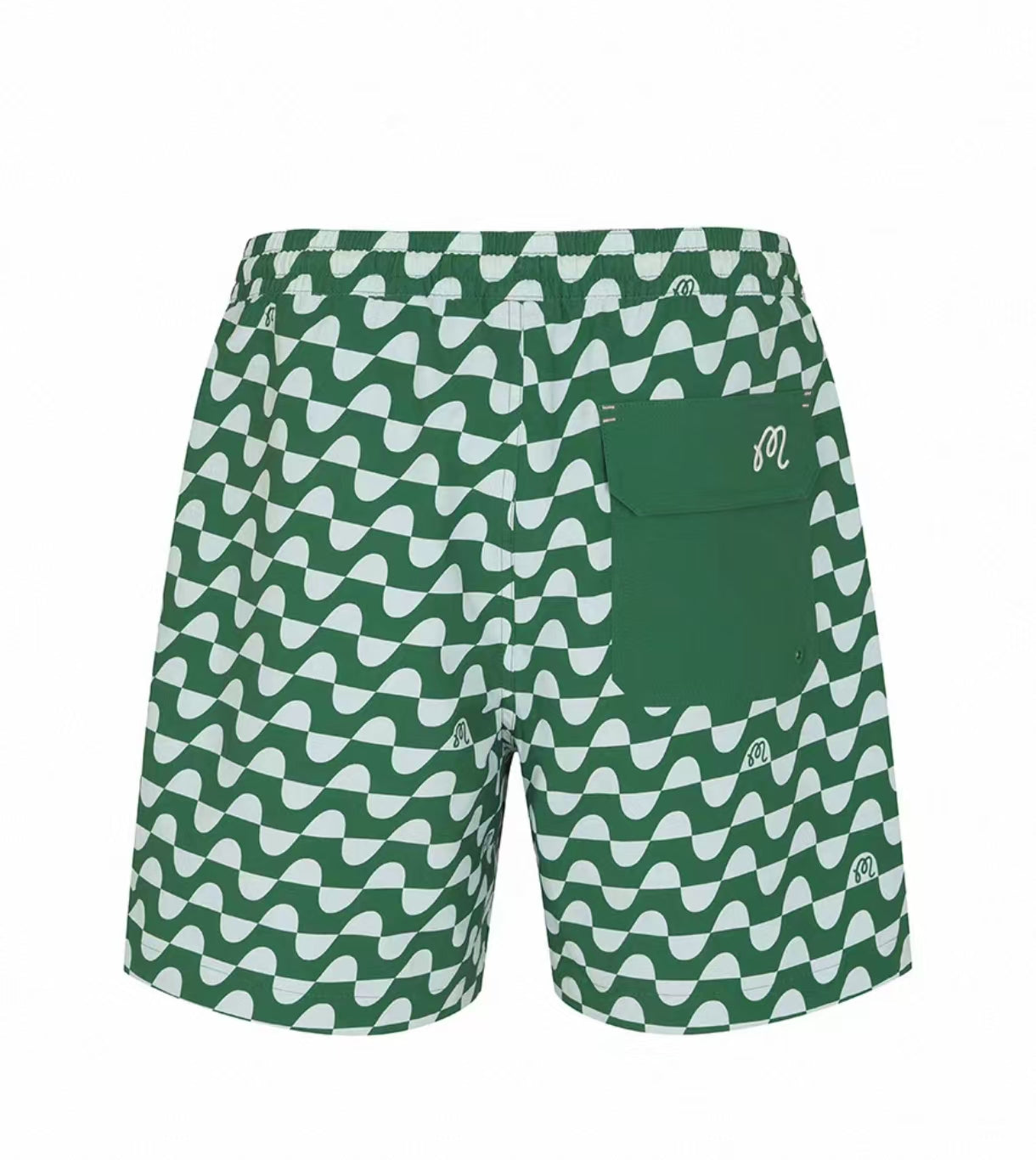 Malbon Studio Seoul Printed Trunks Green Print printed golf trunks front view