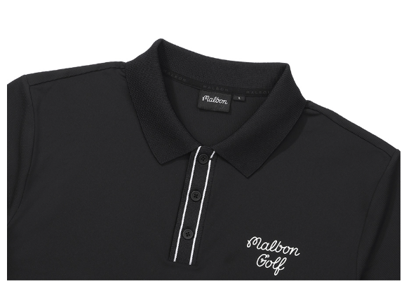 Malbon black golf polo collar and front detail