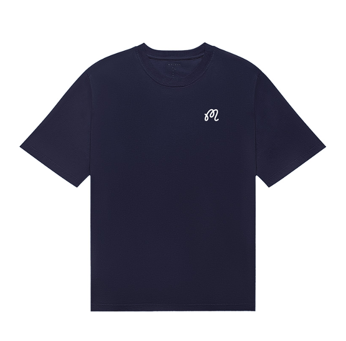 Malbon navy Bermuda Origins graphic T-shirt front view