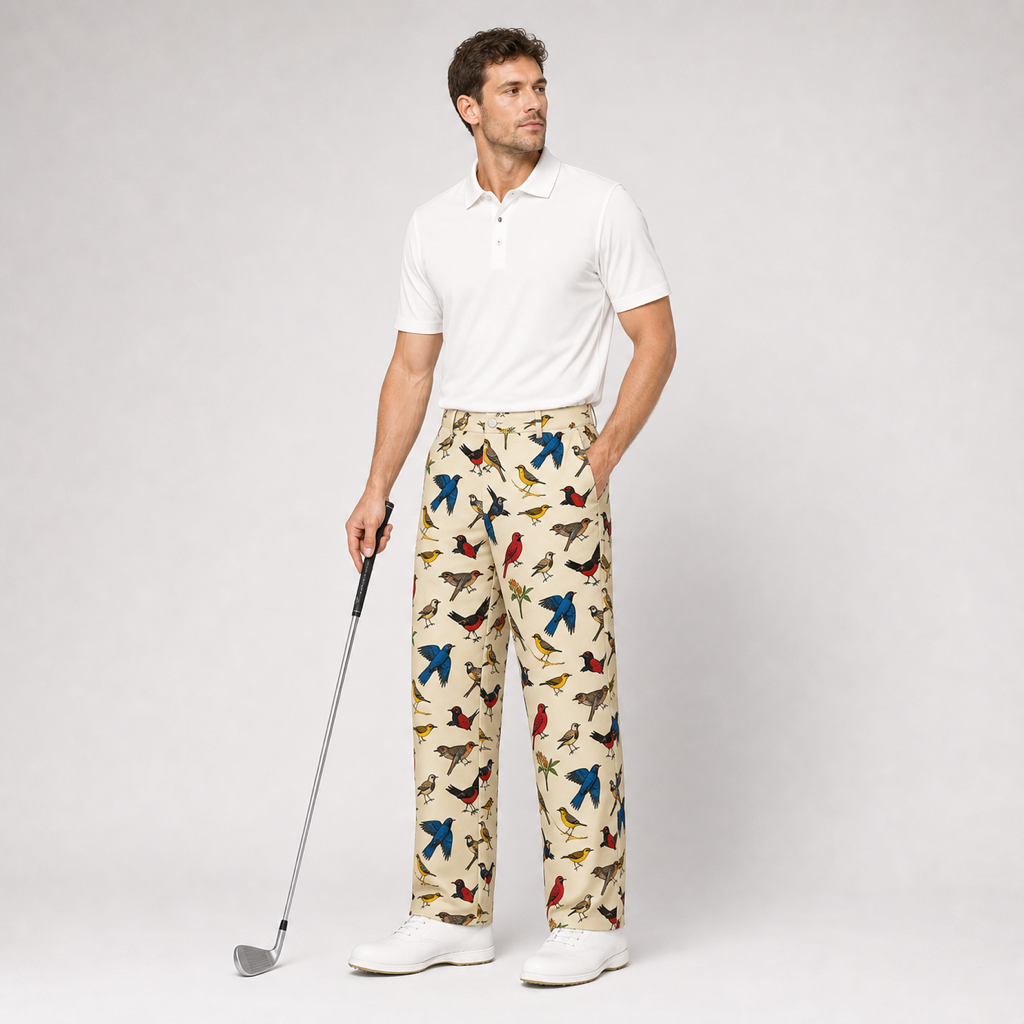 Malbon Birds Of Georgia Magnolia Pant Bird Print Bird Print model wearing view