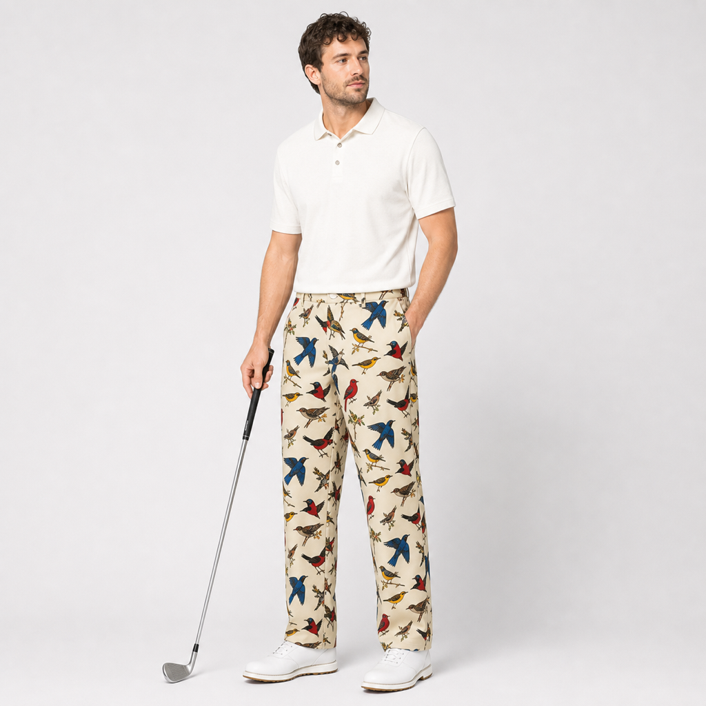Malbon Birds Of Georgia Magnolia Pant Bird Print Bird Print model wearing view