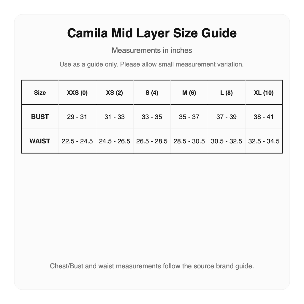 Malbon Camila Mid Layer size guide