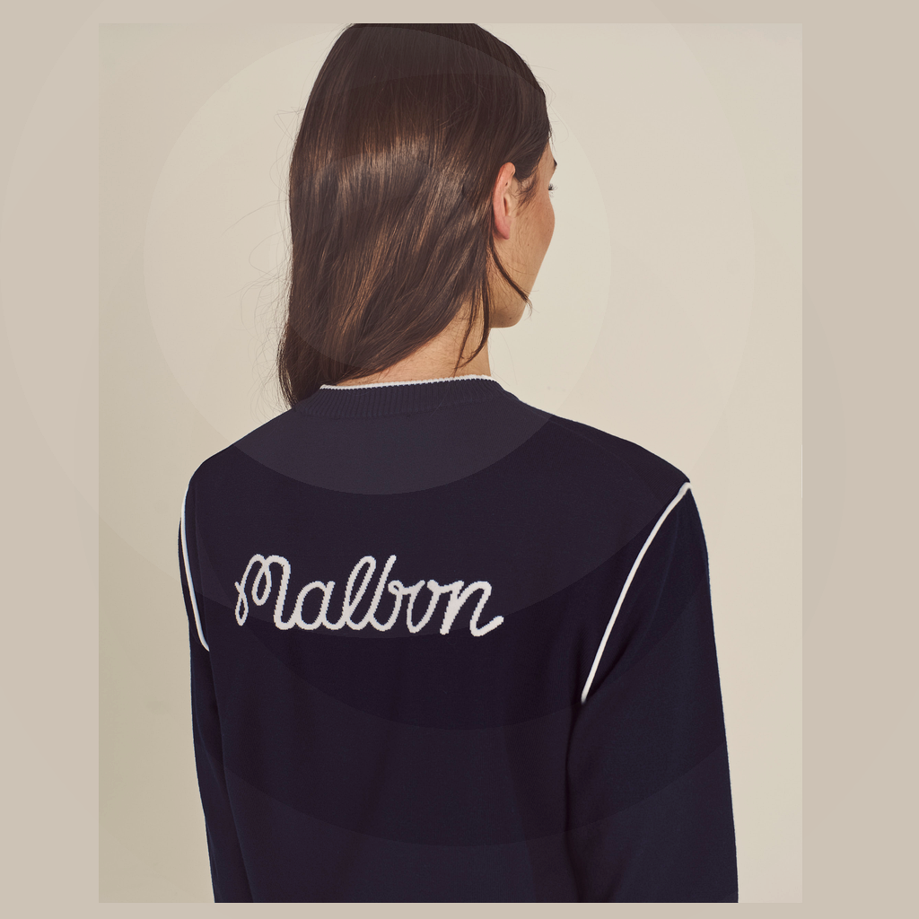 Malbon Malbon Studio Seoul Double-Knit Women's Pullover navy model image 6