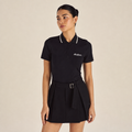 Malbon Paloma Polo Black front view women's golf polo