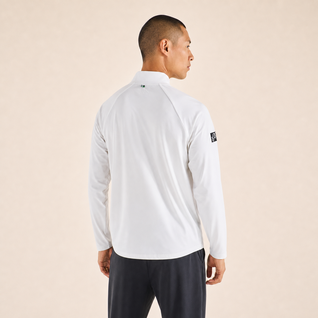 Malbon Performance Raglan Quarter Zip White back view