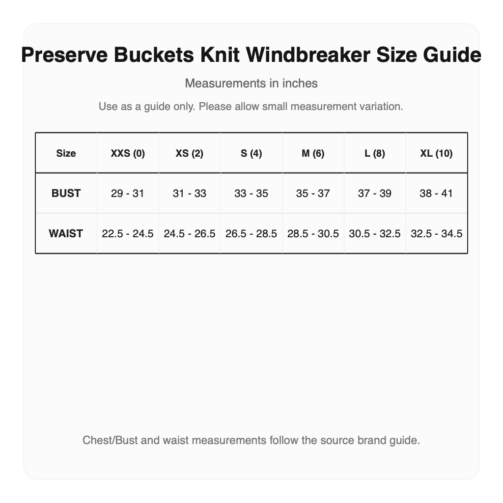 Malbon Preserve Buckets Knit Windbreaker size guide
