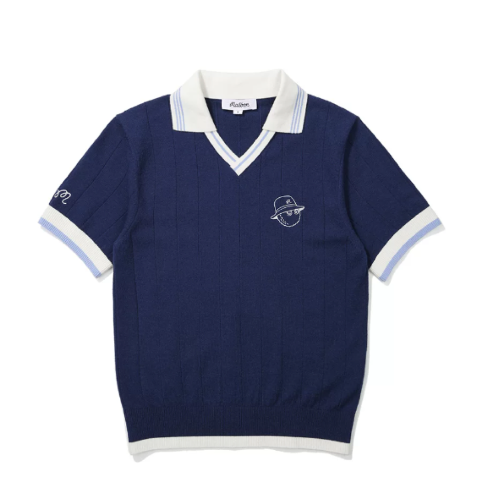 Malbon Striped Knit Polo Navy Blue product view