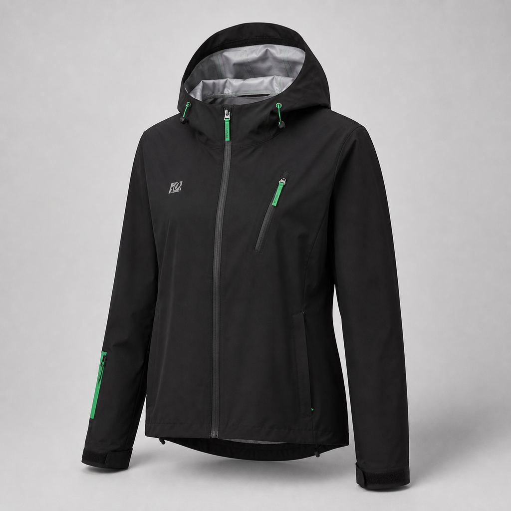 Malbon Studio Seoul 3-Layer Tech Women's Jacket Black model wearing golf apparel