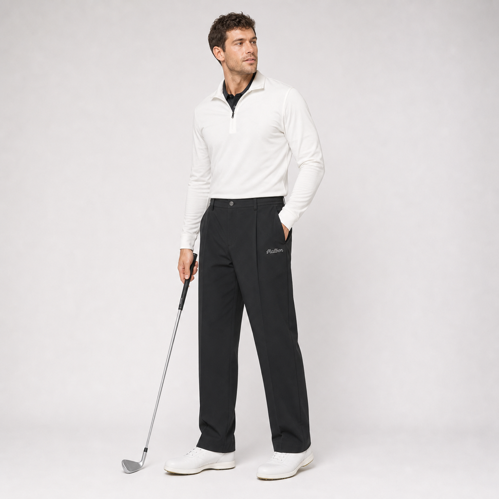 Malbon Studio Seoul Pintuck Straight Pant Black model wearing view