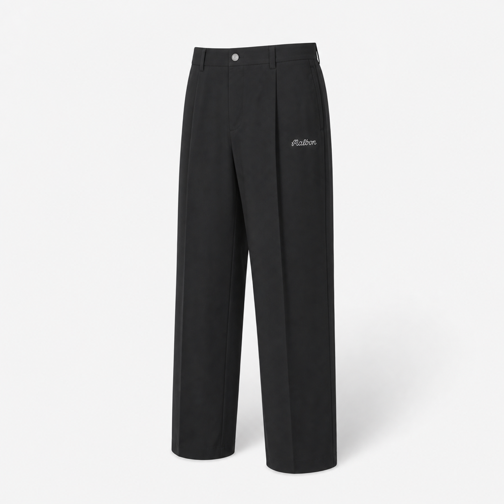 Malbon Studio Seoul Pintuck Straight Pant Black front product view