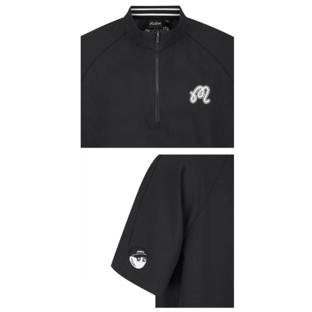 Malbon Studio Seoul Seersucker-Knit Hybrid Windshirt Black product view